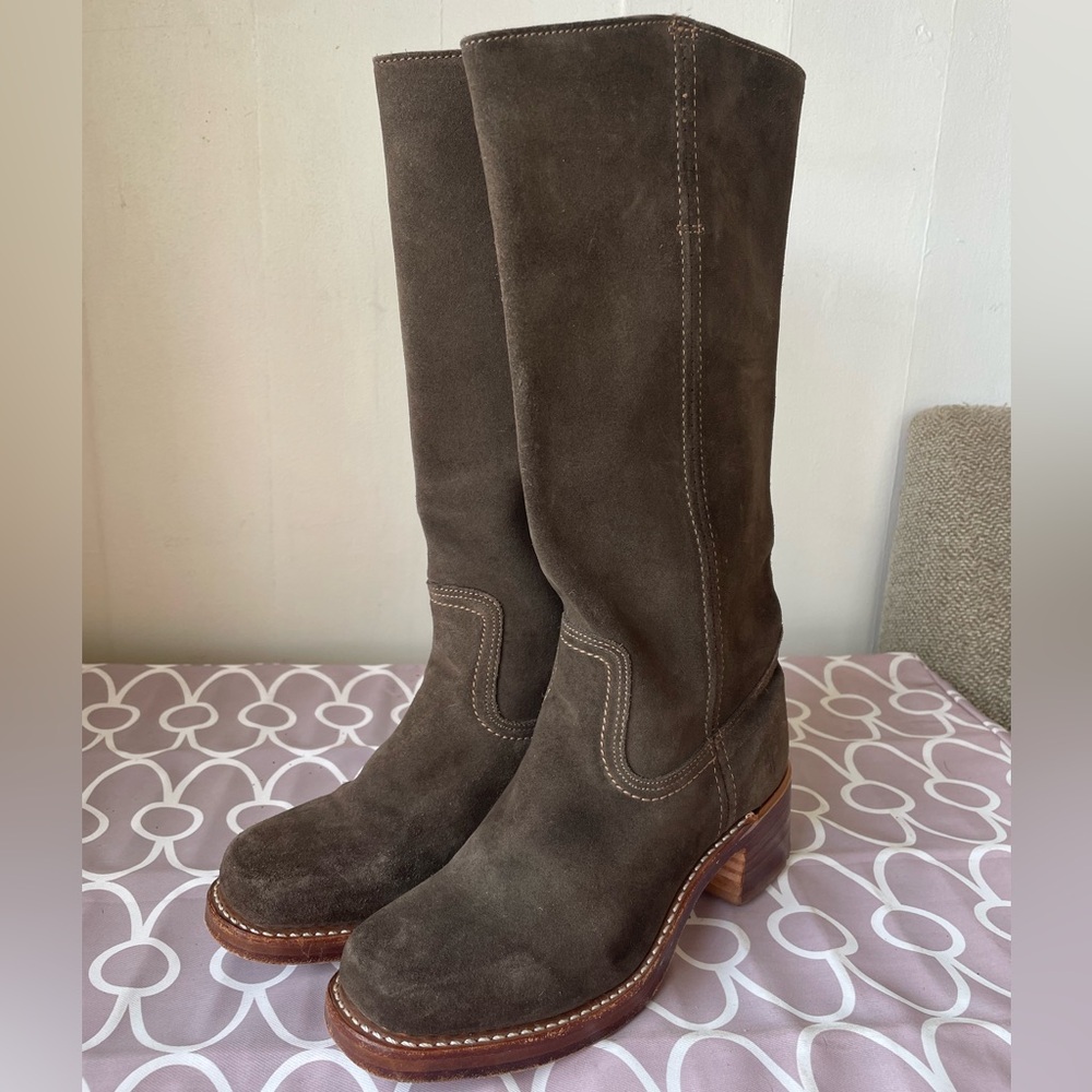 Frye Chocolate Suede Campus Boot - Picture 2 of 6